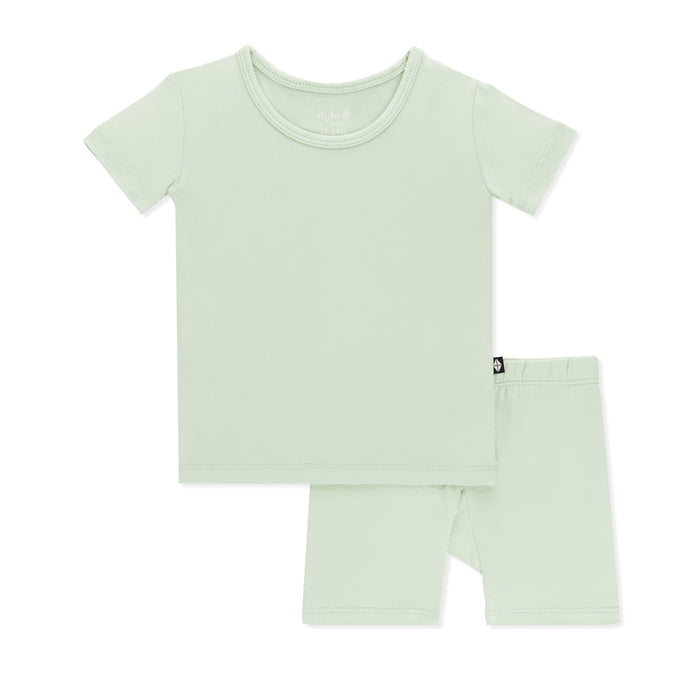 Product photo of the Short Sleeve Pajamas in Basil shown on a white background