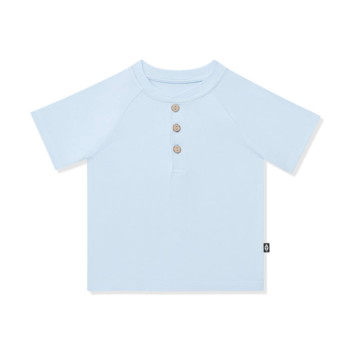 Product photo of the Short Sleeve Toddler Henley Tee in Breeze