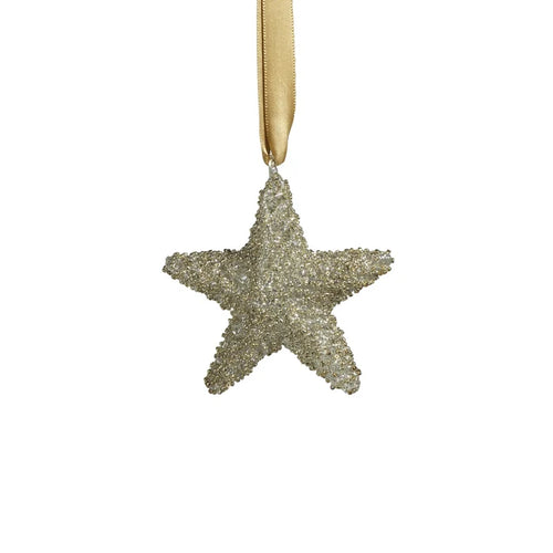 SILVER STAR GLITTER ORNAMENT-4.25"