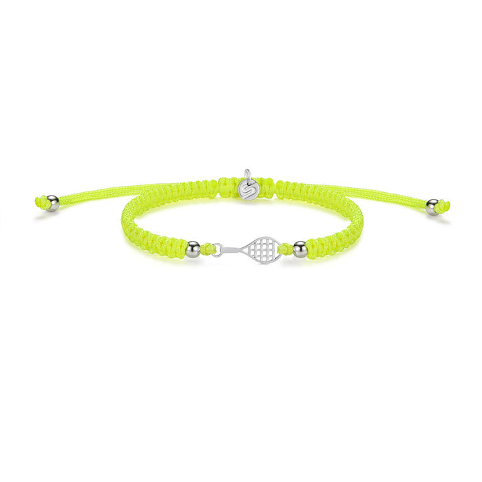 Silver Tennis Neon Yellow Braided Bracelet