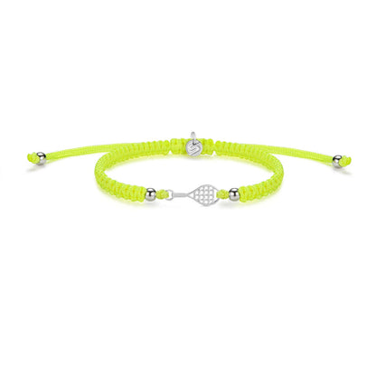 Silver Tennis Neon Yellow Braided Bracelet