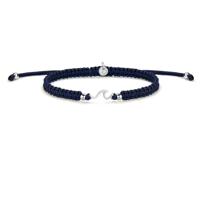 Silver Wave Royal Blue Braided Bracelet
