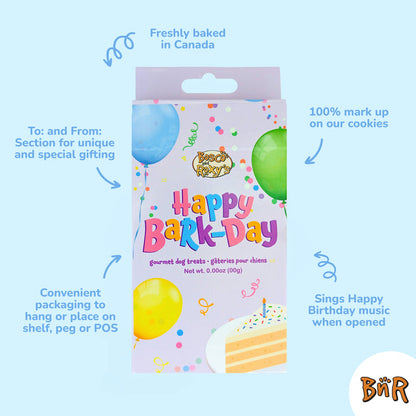 Singing Barkday Card Box 7" Bone