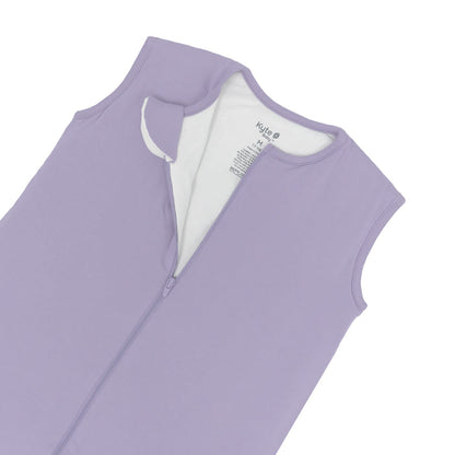 Close up of the Sleep Bag Walker in Taro 1.0 shown unzipped