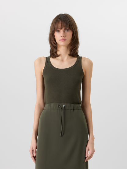 Designer Sleeveless Cotton Knit Top - green #editorial