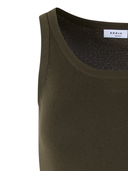 Designer Sleeveless Cotton Knit Top - green