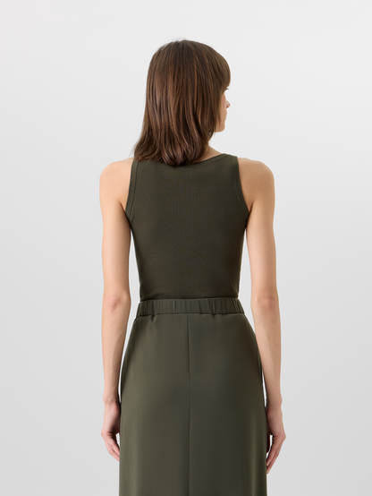 Designer Sleeveless Cotton Knit Top - green #editorial
