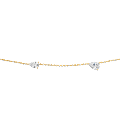 Small Double Pear Necklace - 14k vermeil double pear lab gemstone necklace on rolo chain