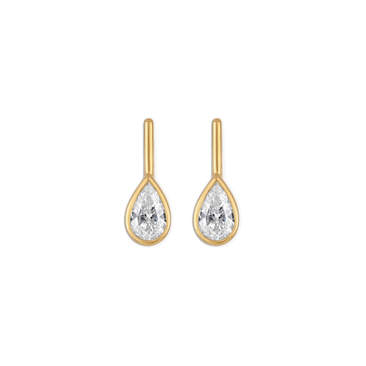 Small Linea Pear Bezel Stud