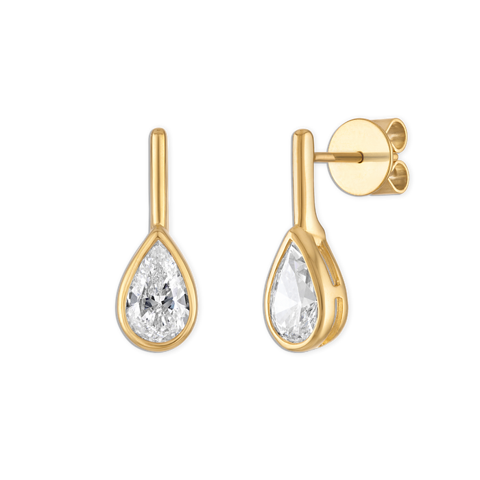 Small Linea Pear Bezel Stud
