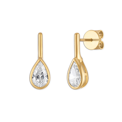 Small Linea Pear Bezel Stud