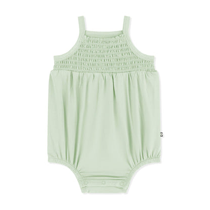 Product photo of the Smocked Bubble Romper in Basil