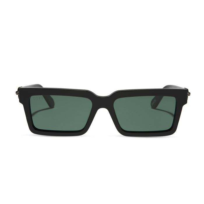 harry potter x diff eyewear featuring professor snape 2.0 square  sunglasses with a black frame and g15 lenses front view