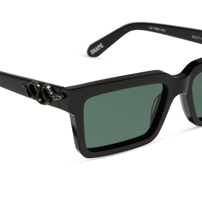 harry potter x diff eyewear featuring professor snape 2.0 square  sunglasses with a black frame and g15 lenses detailed view