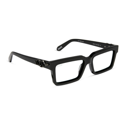 harry potter x diff eyewear featuring professor snape 2.0 square prescription glasses with a shadowy black frame angled view