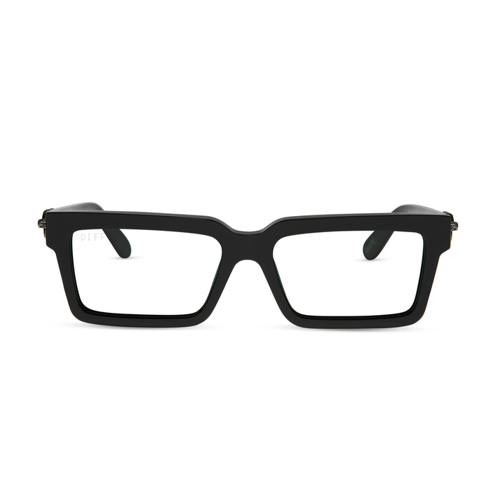 harry potter x diff eyewear featuring professor snape 2.0 square prescription glasses with a shadowy black frame front view