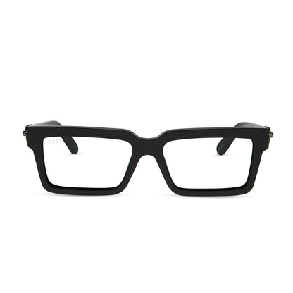 harry potter x diff eyewear featuring professor snape 2.0 square prescription glasses with a shadowy black frame front view