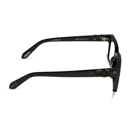 harry potter x diff eyewear featuring professor snape 2.0 square prescription glasses with a shadowy black frame side view