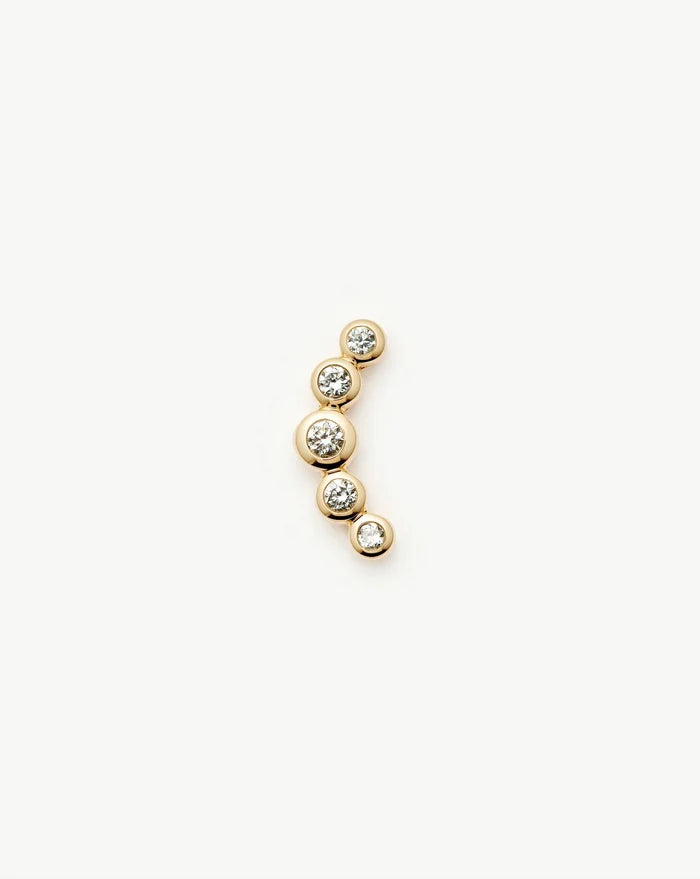 Solid Gold Diamond Ear Climber Flat Back Stud Earring | 9k Solid Gold Earrings Missoma