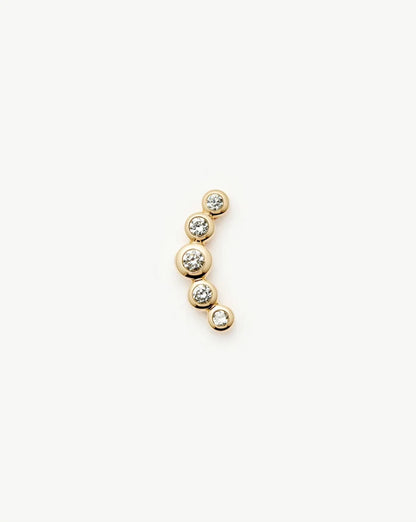 Solid Gold Diamond Ear Climber Flat Back Stud Earring | 9k Solid Gold Earrings Missoma