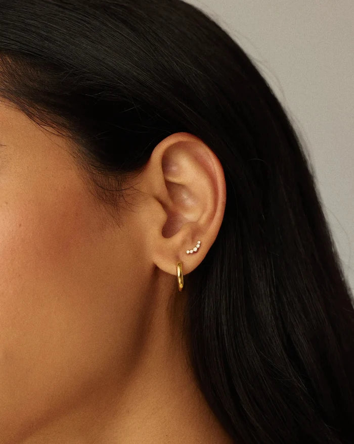 Solid Gold Diamond Ear Climber Flat Back Stud Earring | 9k Solid Gold Earrings Missoma