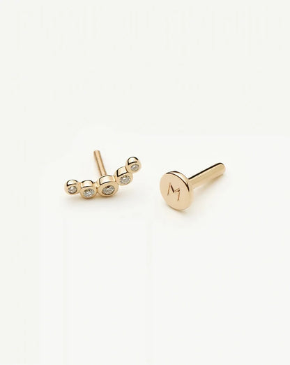 Solid Gold Diamond Ear Climber Flat Back Stud Earring | 9k Solid Gold Earrings Missoma