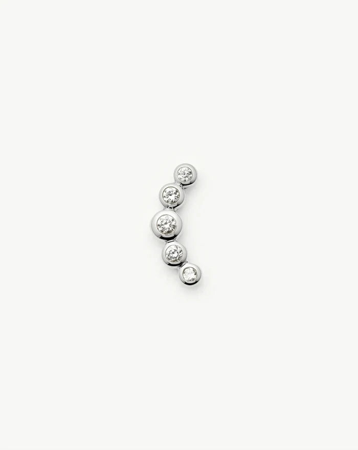 Solid Gold Diamond Ear Climber Flat Back Stud Earring | 9k Solid White Gold Earrings Missoma