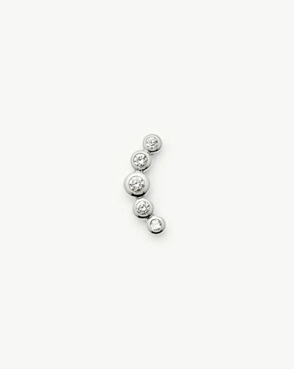 Solid Gold Diamond Ear Climber Flat Back Stud Earring | 9k Solid White Gold Earrings Missoma