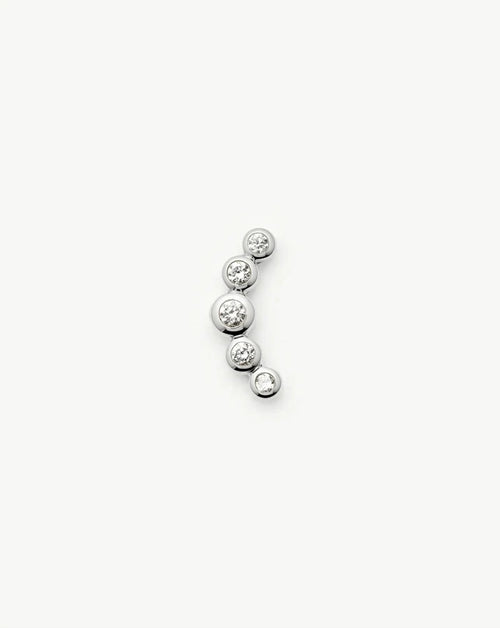 Solid Gold Diamond Ear Climber Flat Back Stud Earring | 9k Solid White Gold Earrings Missoma