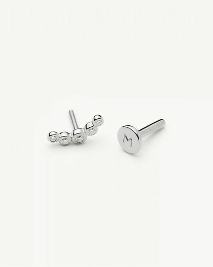 Solid Gold Diamond Ear Climber Flat Back Stud Earring | 9k Solid White Gold Earrings Missoma