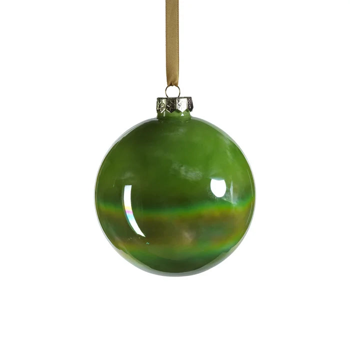 SOLID LUSTER WATER-COLOR BALL ORNAMENT-GREEN 4.75