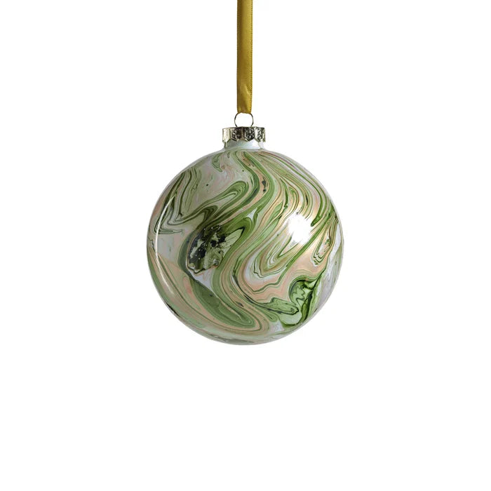 SOLID LUSTER WATER-COLOR GLASS BALL ORNAMENT