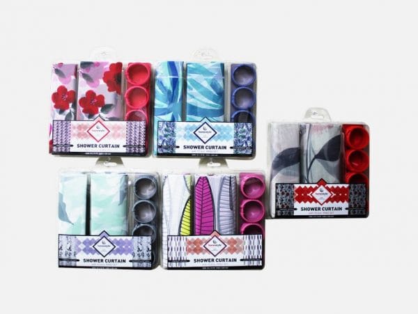 Solid Printed, Shower Curtain With Ribbed Rings - CV87766 mega