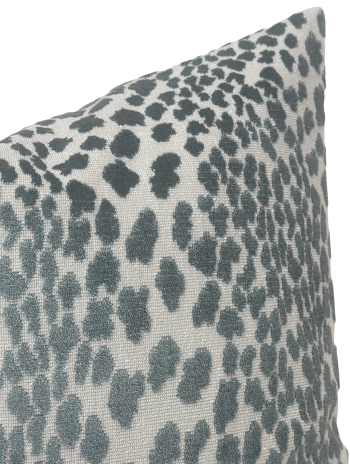 Spotted Velvet Pillow Cover in Marine