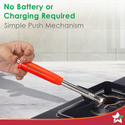 Stainless Steel Gas Igniter, Long Lasting, Rust Proof, Unbreakable, Soft & Long Grip, Red Colour