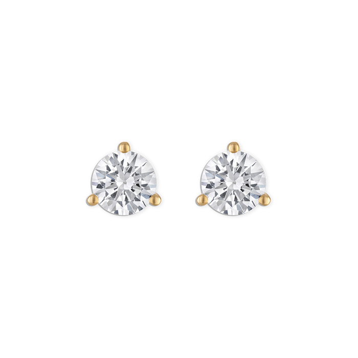 Staple Round Stud - 14k vermeil prong set round lab gemstone stud earring