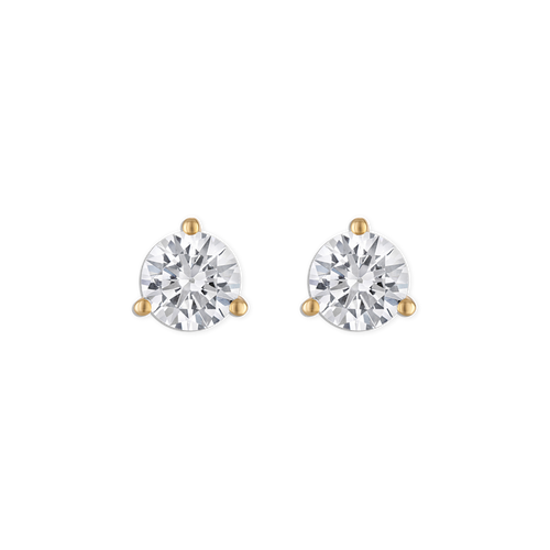 Staple Round Stud - 14k vermeil prong set round lab gemstone stud earring