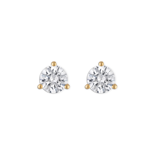 Staple Round Stud - 14k vermeil prong set round lab gemstone stud earring