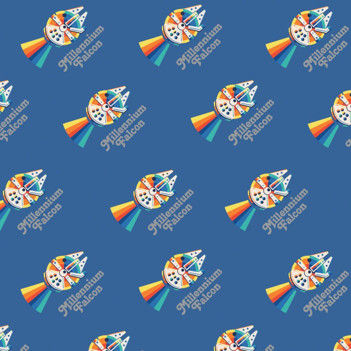 Star Wars Millennium Falcon Metallic Rainbow Fabric, Camelot