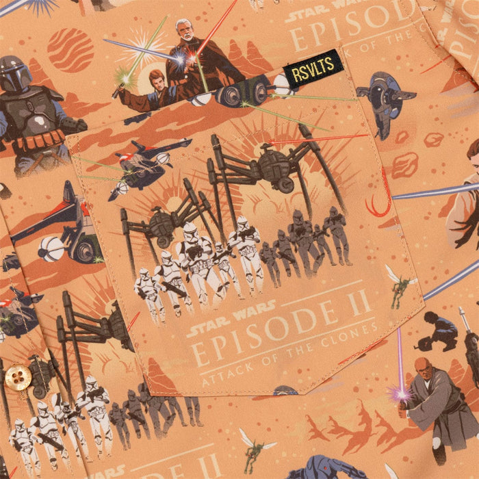 RSVLTS RSVLTS® Star Wars "Attack of the Clones Bedsheets (Orange)"_ KUNUFLEX Short Sleeve Shirt Star Wars "Attack of the Clones Bedsheets (Orange)"_ KUNUFLEX Short Sleeve Shirt