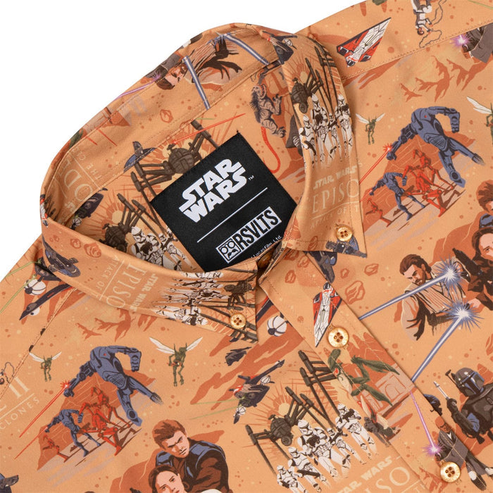 RSVLTS RSVLTS® Star Wars "Attack of the Clones Bedsheets (Orange)"_ KUNUFLEX Short Sleeve Shirt Star Wars "Attack of the Clones Bedsheets (Orange)"_ KUNUFLEX Short Sleeve Shirt