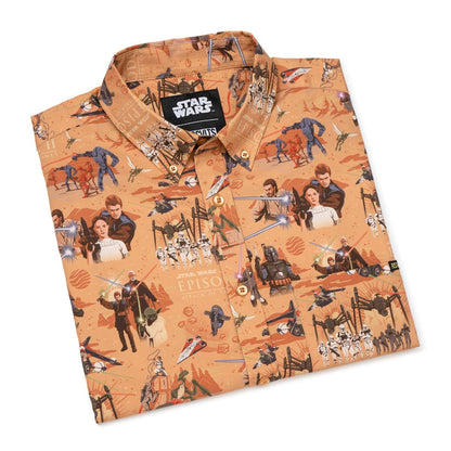 RSVLTS RSVLTS® Star Wars "Attack of the Clones Bedsheets (Orange)"_ KUNUFLEX Short Sleeve Shirt Star Wars "Attack of the Clones Bedsheets (Orange)"_ KUNUFLEX Short Sleeve Shirt