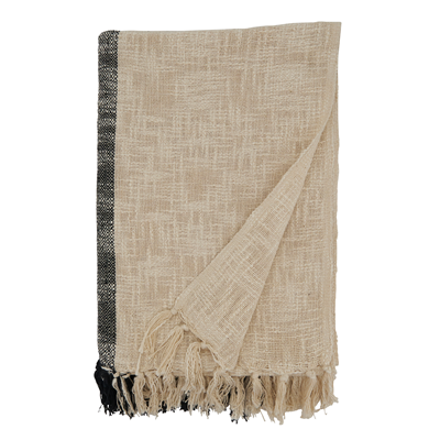 STRIPED THROW NATURAL 50X60