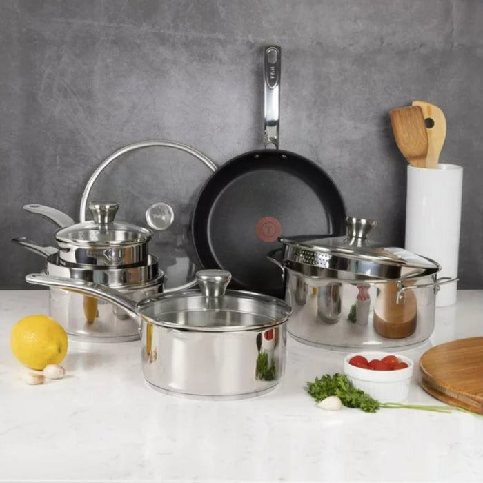T-FAL Unlimited Stainless Steel 10Pc Cookware Set - H868SA54