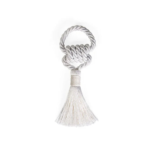 TASSEL NAPKIN RING SET 4-WHITE