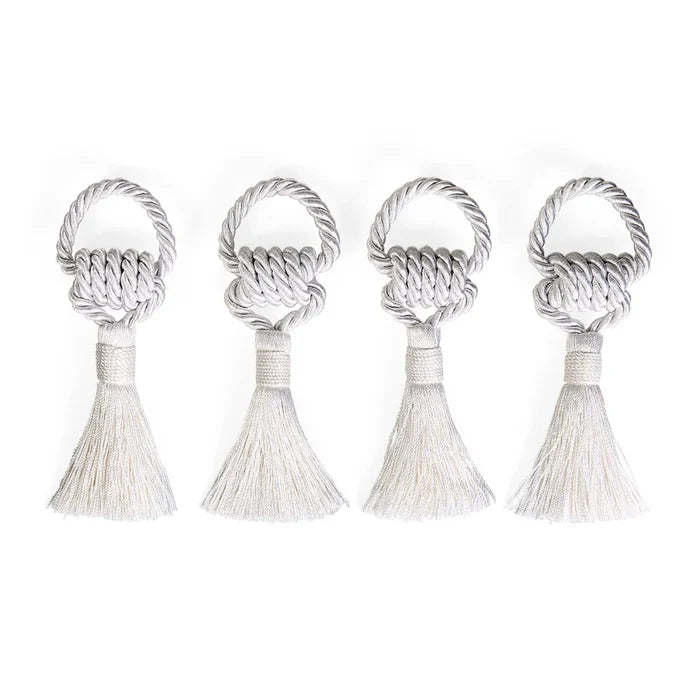 TASSEL NAPKIN RING SET 4-WHITE