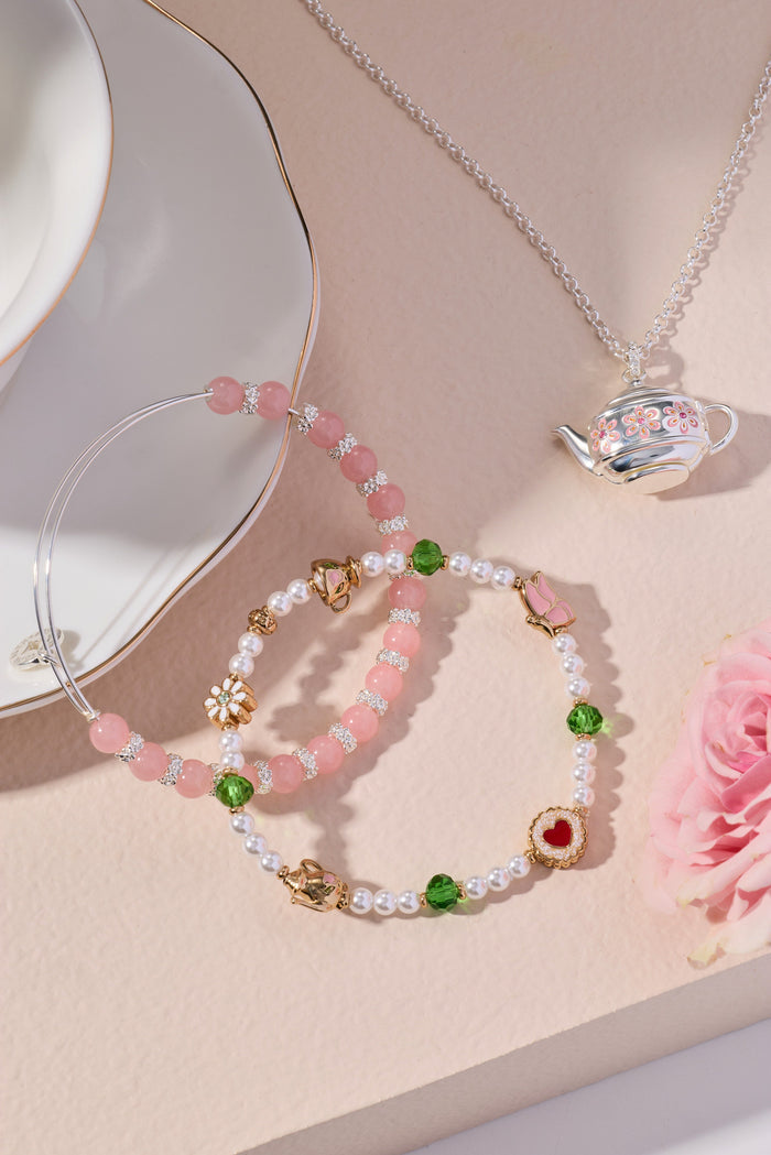 Tea Party Beaded Stretch Bracelet