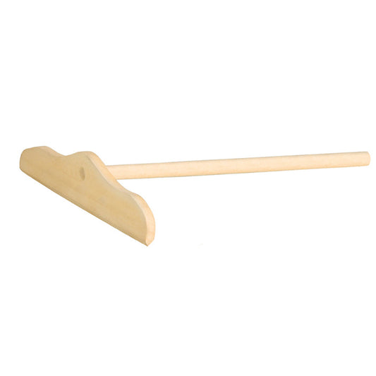 Der Unold Teigverteiler für Crêpesmaker Profi 48155 ist ein Holzwerkzeug mit langem Griff und flacher Klinge, ideal zum gleichmäßigen Verteilen von Teig auf Crêpe-Makern.