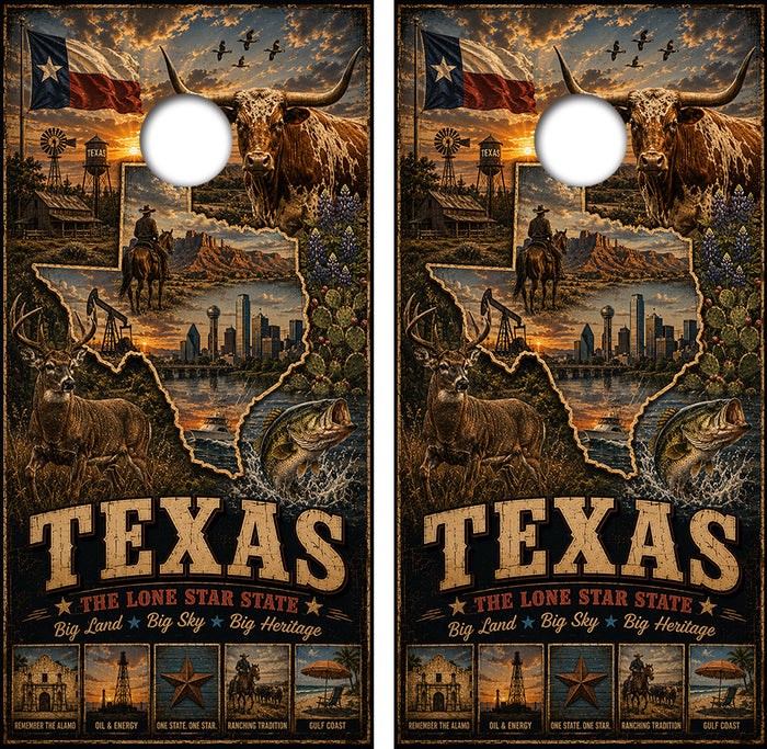 Texas The Lone Star State Cornhole Design