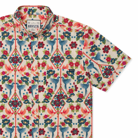 RSVLTS XS RSVLTS Wild Things "Folk Bird"_ KUNUFLEX Short Sleeve Shirt Wild Things "Folk Bird"_ KUNUFLEX Short Sleeve Shirt